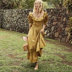 Doen Lupine Dress in Oregano organic cotton ruffle eyelet maxi dress Sz XL NWT